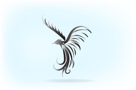 A Phoenix bird animal artwork vector isolated on plain background.のイラスト素材