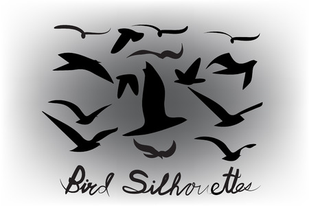 Set of birds silhouettes vector iconのイラスト素材