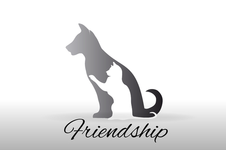 Dog and cat silhouette icon vectorのイラスト素材