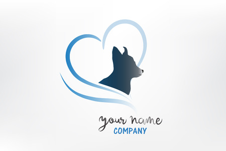 Logo dog love heart silhouette iconのイラスト素材