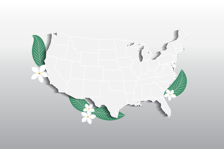 Vector USA map floral logo icon imageのイラスト素材