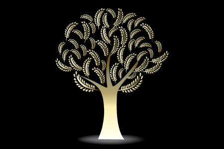 Logo gold tree floral wedding symbol vectorのイラスト素材