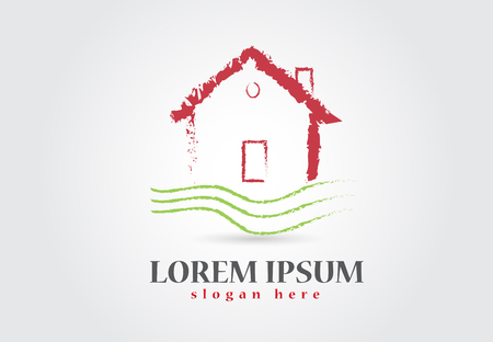 Real estate grunge house illustration graphic designのイラスト素材