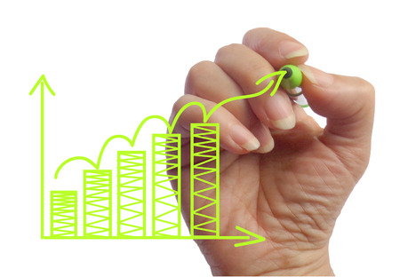 Hand drawing a statistics symbol photo image templateの写真素材