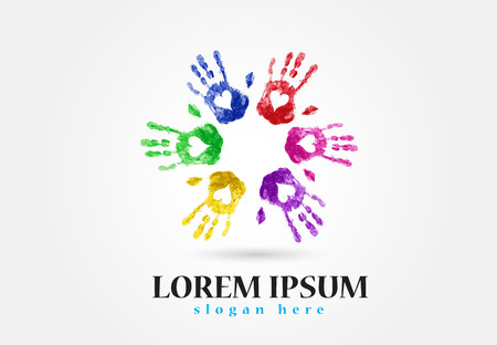 Hand print teamwork vector designのイラスト素材