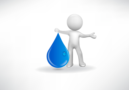 3d Small People with a drop of waterのイラスト素材