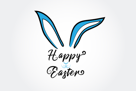 Happy Easter greetings card with bunny ears vector symbol background.のイラスト素材