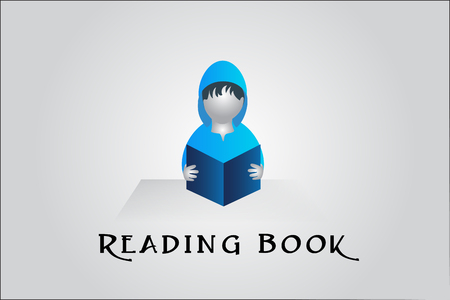 3D Student reading a book vector illustration logo designのイラスト素材
