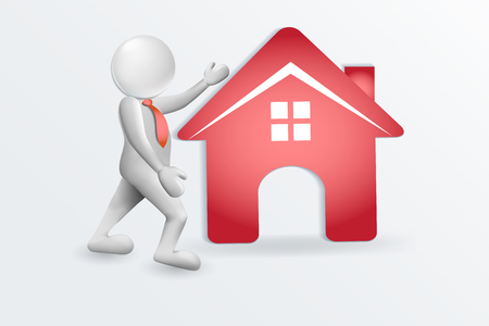 3D People And Red House Vectorのイラスト素材