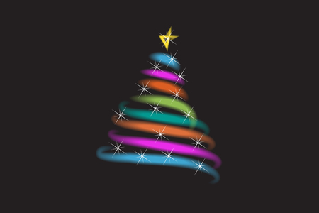 Christmas tree colorful vector cardのイラスト素材