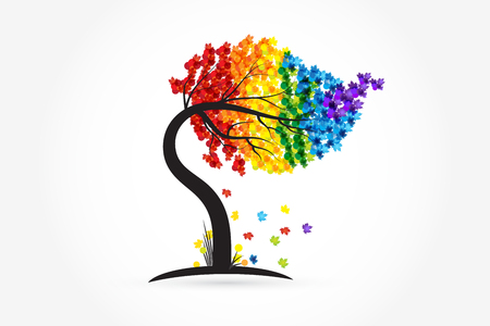 Tree vivid colors identity card  icon vector graphic illustrationのイラスト素材