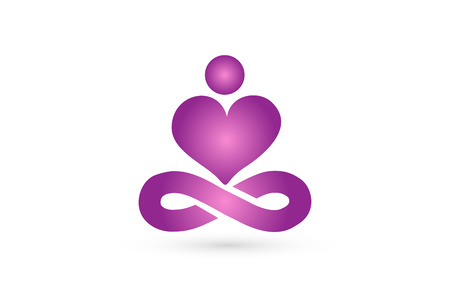 Yoga man with a love heart shape icon vector imageのイラスト素材