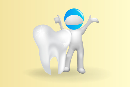 3D Doctor man with a healthy tooth vector image logo design template backgroundのイラスト素材