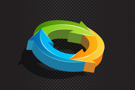 3D arrows in a circle graphic abstract vector designのイラスト素材