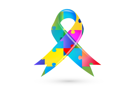 Colorful puzzle ribbon autism symbol awareness vector image designのイラスト素材