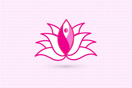 Lotus pink flower yoga man vector designのイラスト素材