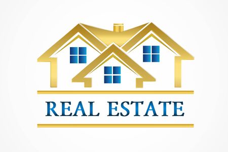 Real estate golden house vector designのイラスト素材