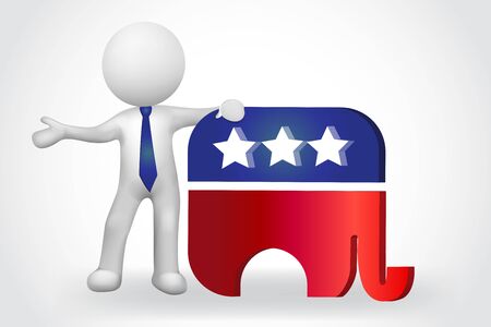 3D small people USA elephant symbol card vector imageのイラスト素材