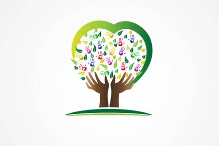 Tree love heart logo vector image template graphic designのイラスト素材