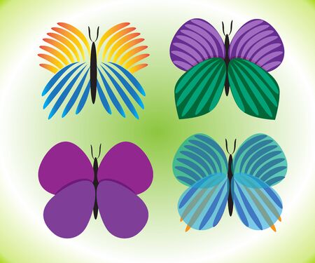 Butterfly set of fourth with vivid colors symbol image vectorのイラスト素材