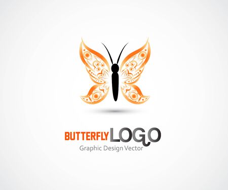Butterfly orange garden insect id card business vectorのイラスト素材