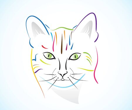 cat head icon line art colorful id card vector imageのイラスト素材