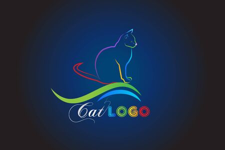 cat icon line art colorful id card vector imageのイラスト素材