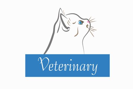 Cat head line art veterinary id card icon vector image designのイラスト素材