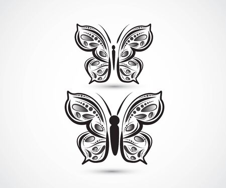 Butterfly set mandala art logo vector image design web templateのイラスト素材