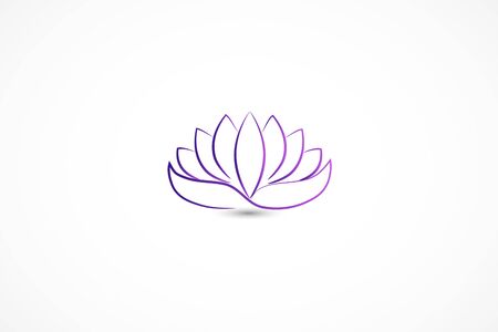 Purple lotus flower line art silhouette icon vector web image design graphicのイラスト素材