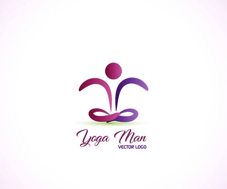 Yoga health man logo figure fitness meditation exercising identity card business vector web image templateのイラスト素材