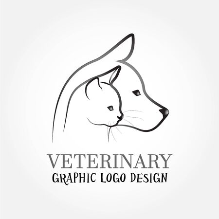 Dog and cat veterinary symbol icon identity logo vector id card imageのイラスト素材