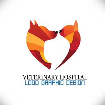 Cat and dog love animals pets abstract vector image logo designのイラスト素材