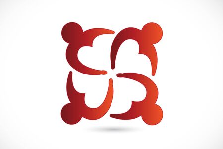 Teamwork love heart logo unity business charity people colorful icon logotype vector web image designのイラスト素材