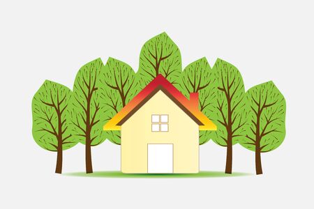 Real estate community houses with trees logo vector artwork web image design templateのイラスト素材
