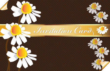 Beautiful vintage golden invitation card with daisy flowersのイラスト素材