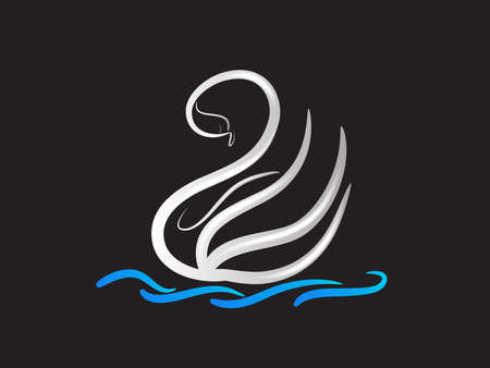 swan line art silhouette vector image graphic design illustration background templateのイラスト素材