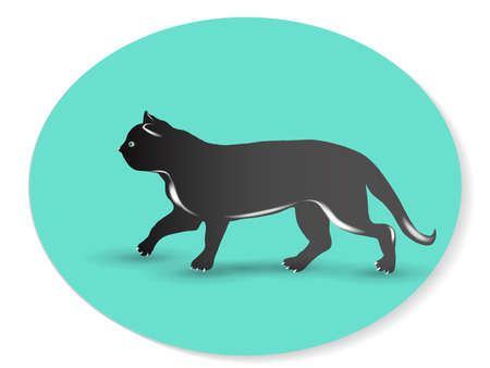 Black cat silhouette icon logo vector id card image design templateのイラスト素材