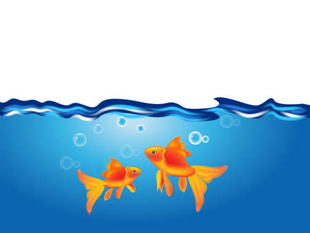 Aquarium fish tank sea ocean beach marine life couple goldfish mom and son concept background banner templateのイラスト素材