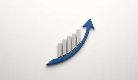 Business graph statistics arrow growth sales 3D image logo icon growing increasing successful...