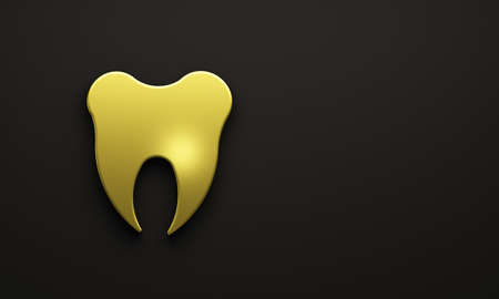 Gold tooth 3D image banner background template on black background