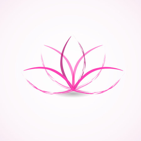 Logo pink lotus flower icon vector artistic grunge watercolor image designのイラスト素材