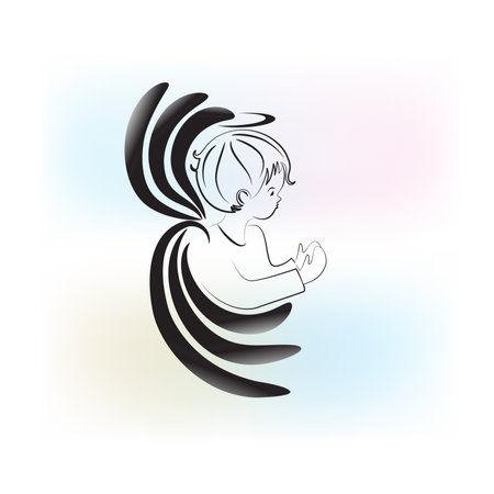 Angel child praying religion symbol logo vector templateのイラスト素材