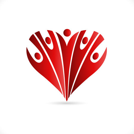 Heart team optimistic charity voluntary friendship people icon designのイラスト素材