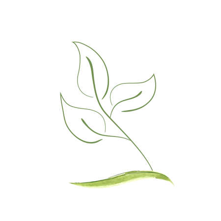 Logo leaves health nature identity business card watercolor vector imageのイラスト素材