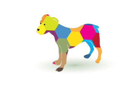 Logo Dog colorful silhouette with hexagonal shape icon vector web image graphic clip art illustrationのイラスト素材