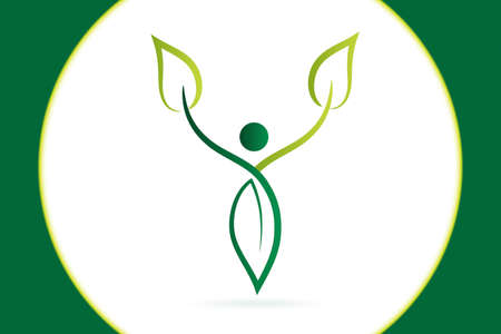 Health nature leaf man body figure fitness spa massage logo vector image designのイラスト素材
