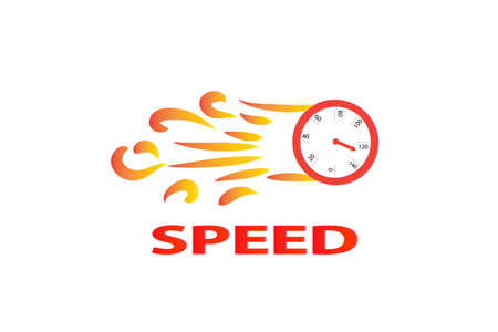 Speed odometer with flames fire logo icon vector image design illustration clipart banner templateのイラスト素材