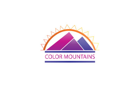 Mountain of colors sun logo vector image design graphic illustration artworkのイラスト素材