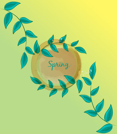 Leaf spring nature ecology sun watercolor grunge id card icon vector image web templateのイラスト素材